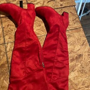 Sexy suede barely wore over the knee red boots
